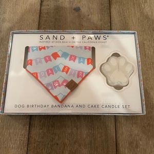 “New with box”  Sand + Paws Dog birthday Bandana & Candle
